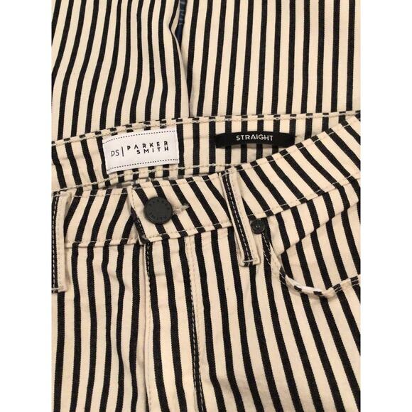 Parker Smith Straight leg Black Stripe Jeans Raw Edge Hem size 25 - Picture 5 of 8